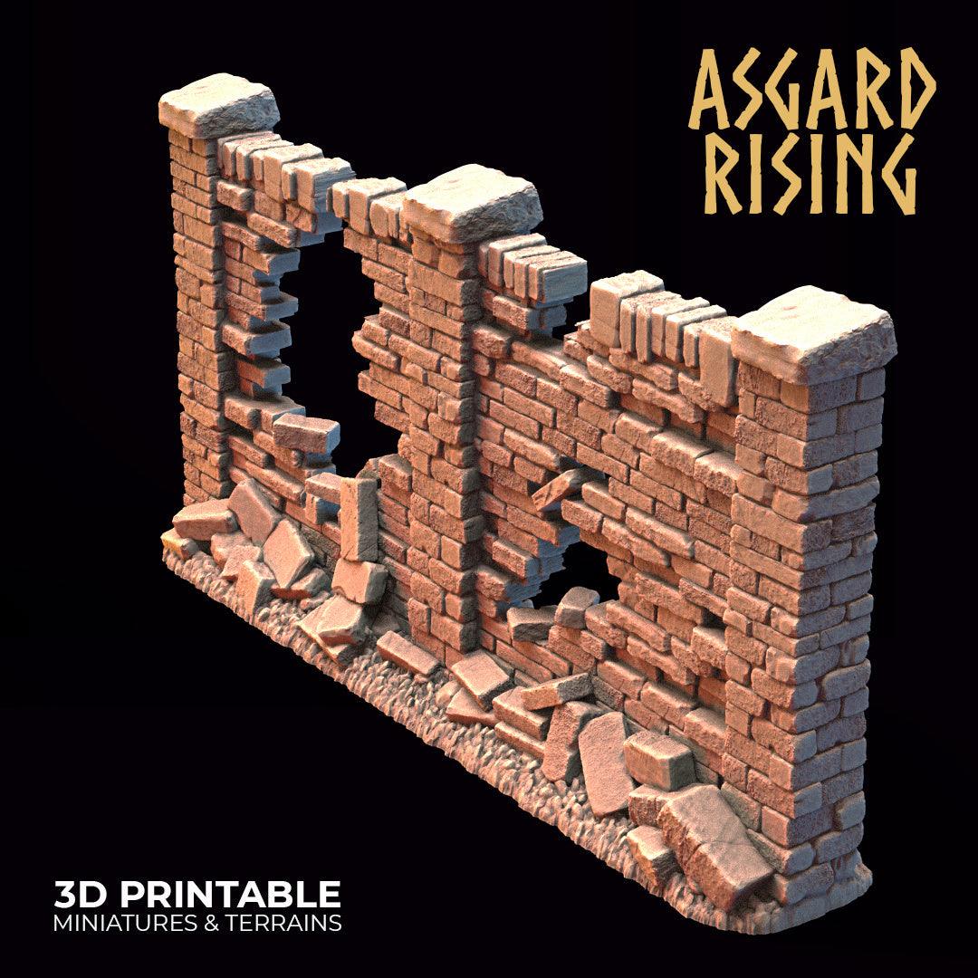 3D Printed Asgard Rising Cemetery Stone Wall Gate Set B 28mm-32mm Ragnarok D&D - 3D Printing Boss 
