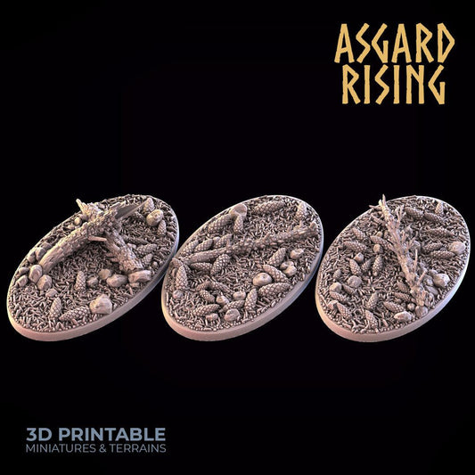 3D Printed Asgard Rising Conifers Oval Bases 28 32mm D&D - 3D Printing Boss 