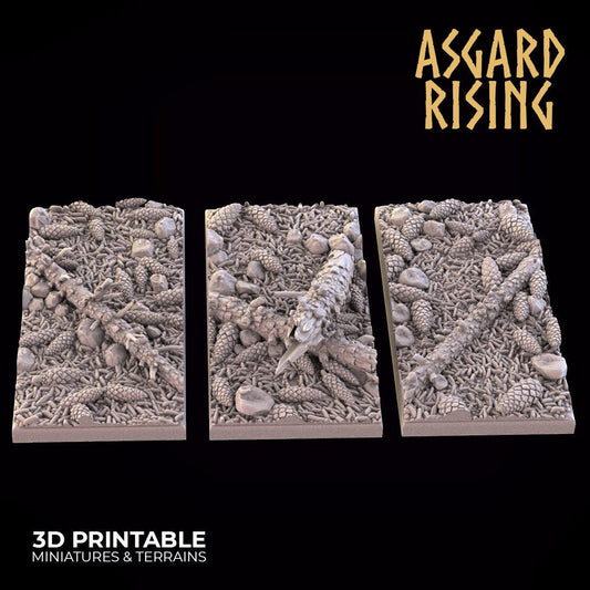 3D Printed Asgard Rising Conifers Rectangular Base Set 50x25mm D&D - 3D Printing Boss 
