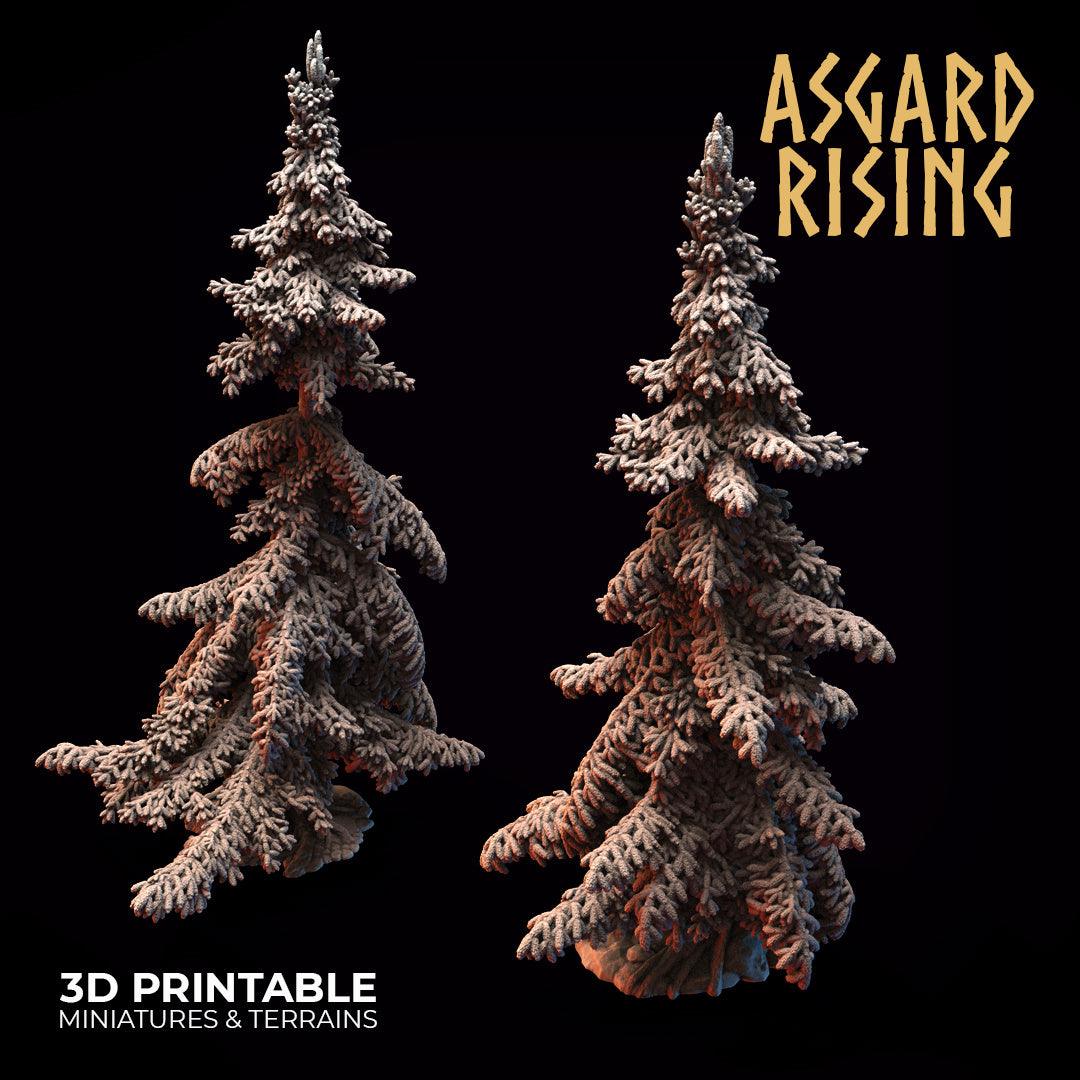 3D Printed Asgard Rising Conifers Spruce Modular Forest Tree Set 32mm D&D - 3D Printing Boss 