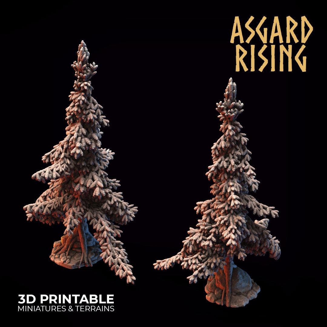 3D Printed Asgard Rising Conifers Spruce Modular Forest Tree Set 32mm D&D - 3D Printing Boss 
