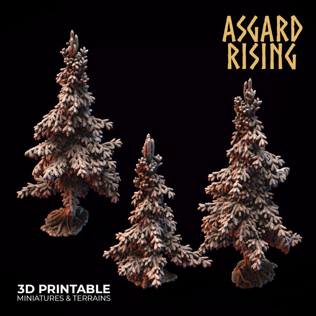 3D Printed Asgard Rising Conifers Spruce Modular Forest Tree Set 32mm D&D - 3D Printing Boss 