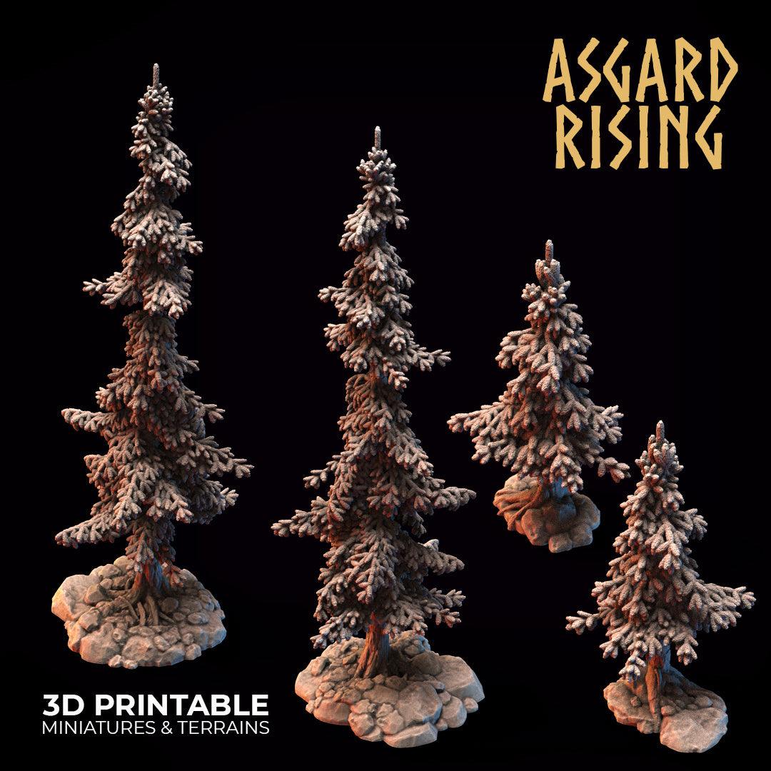 3D Printed Asgard Rising Conifers Spruce Modular Forest Tree Set 32mm D&D - 3D Printing Boss 