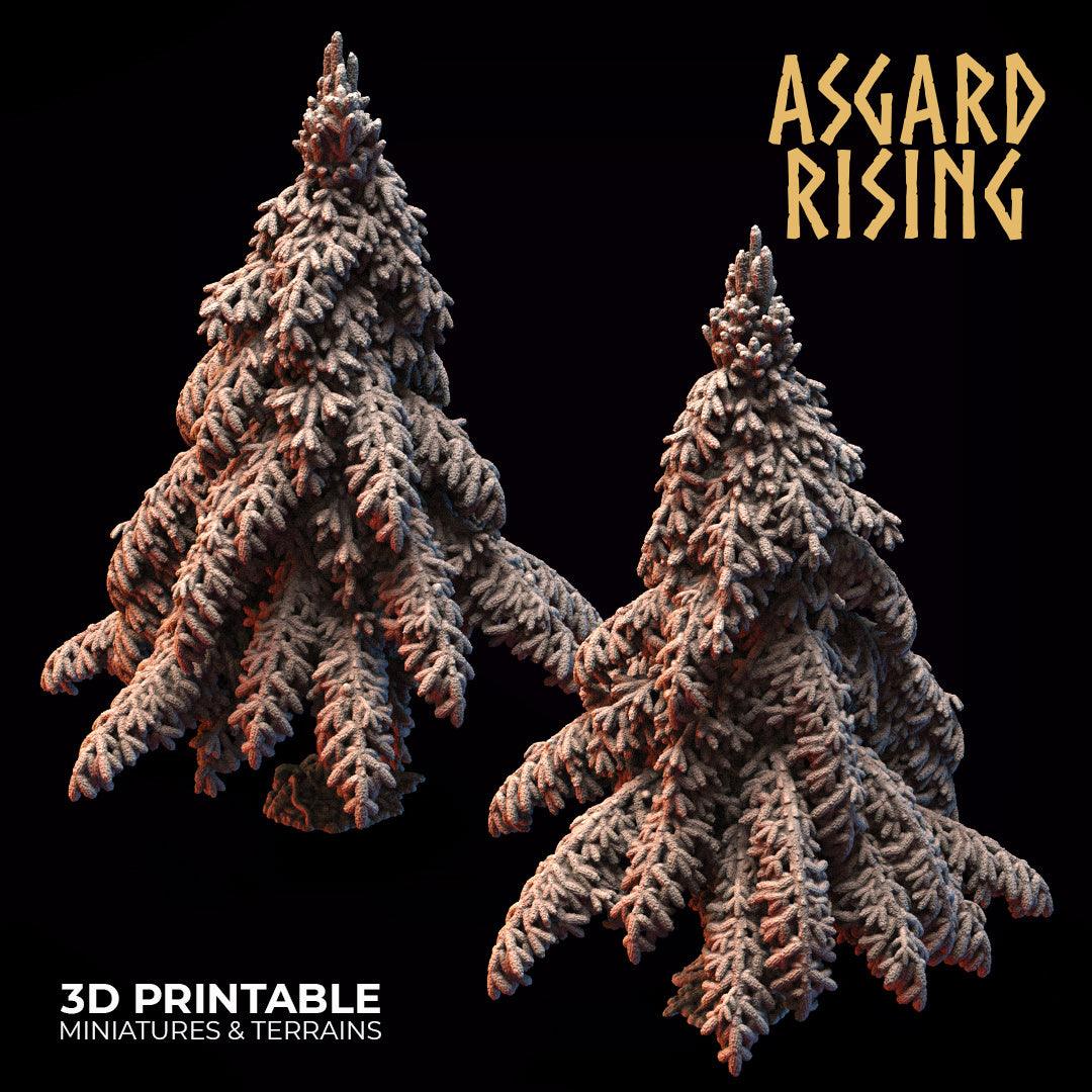 3D Printed Asgard Rising Conifers Spruce Modular Forest Tree Set 32mm D&D - 3D Printing Boss 