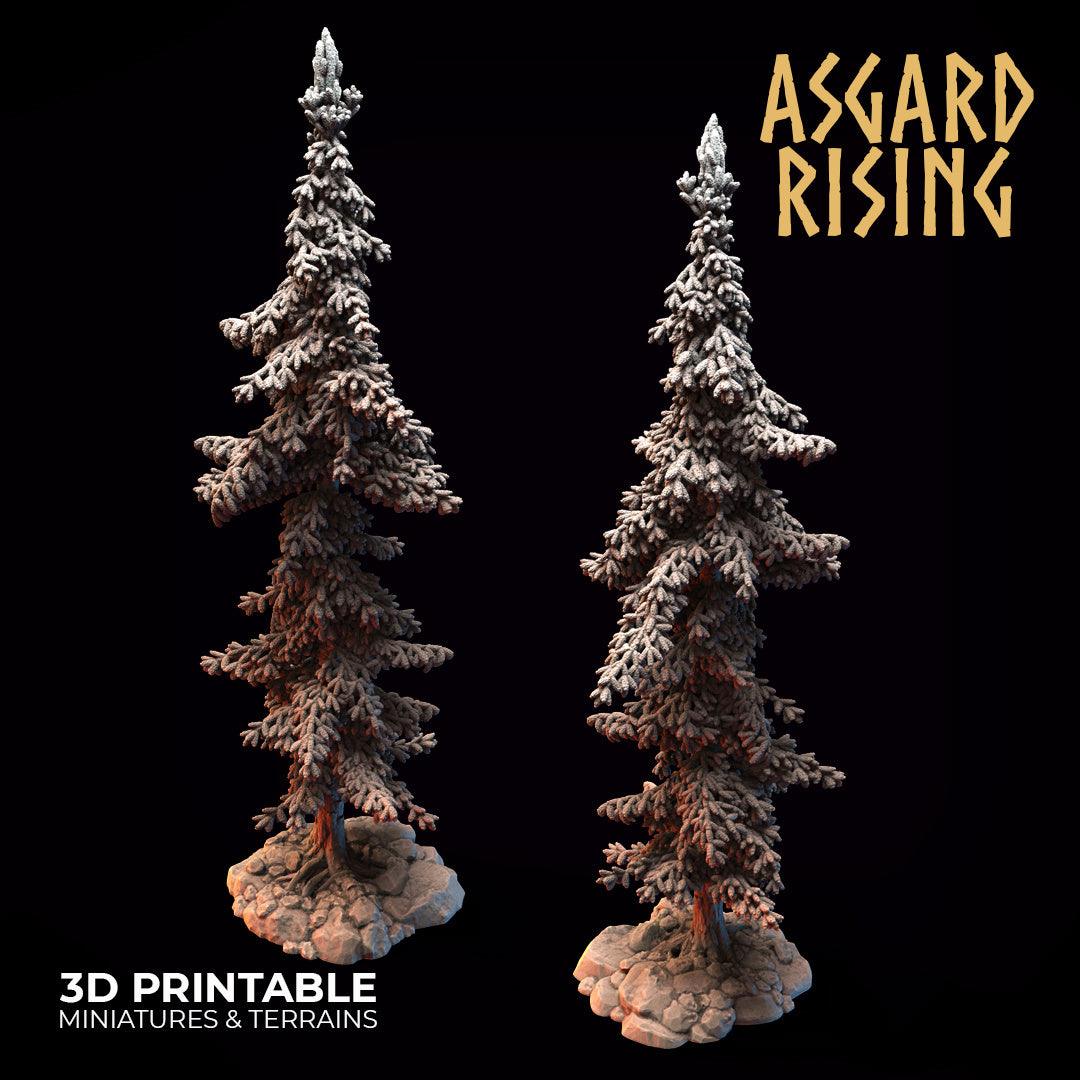 3D Printed Asgard Rising Conifers Spruce Modular Forest Tree Set 32mm D&D - 3D Printing Boss 
