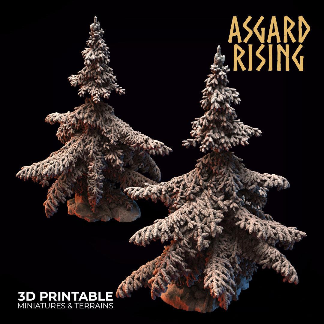 3D Printed Asgard Rising Conifers Spruce Modular Forest Tree Set 32mm D&D - 3D Printing Boss 