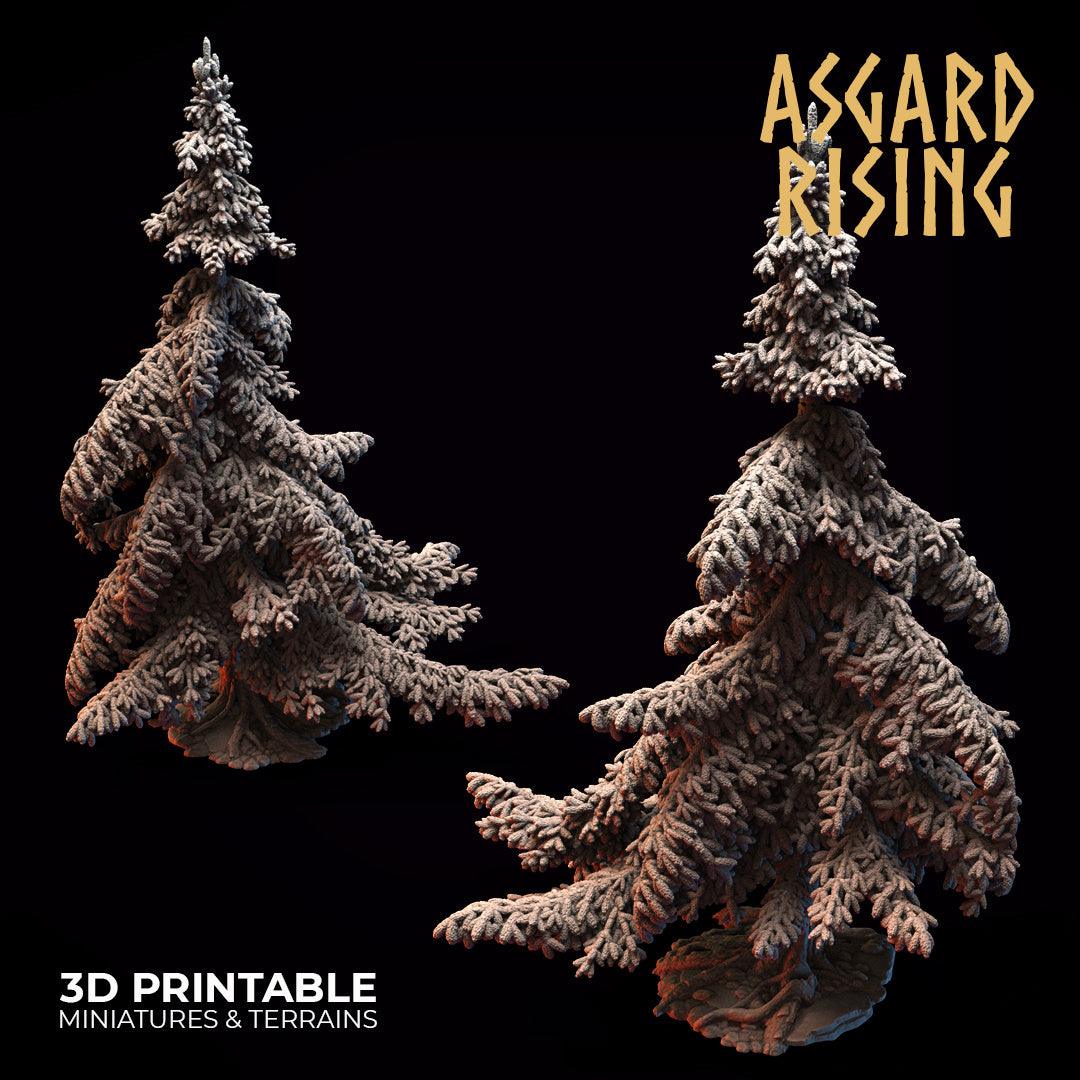 3D Printed Asgard Rising Conifers Spruce Modular Forest Tree Set 32mm D&D - 3D Printing Boss 