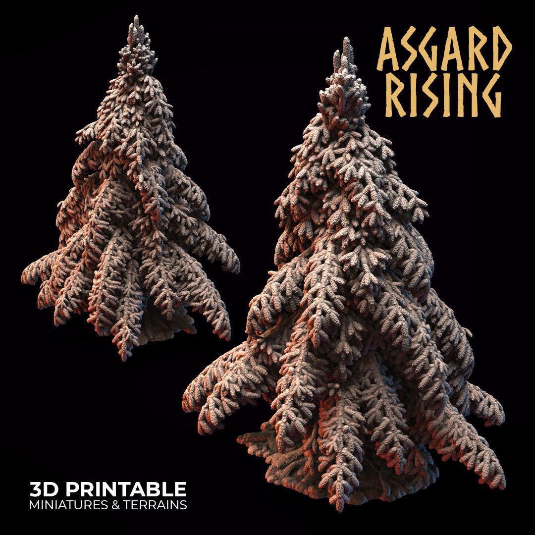 3D Printed Asgard Rising Conifers Spruce Modular Forest Tree Set 32mm D&D - 3D Printing Boss 