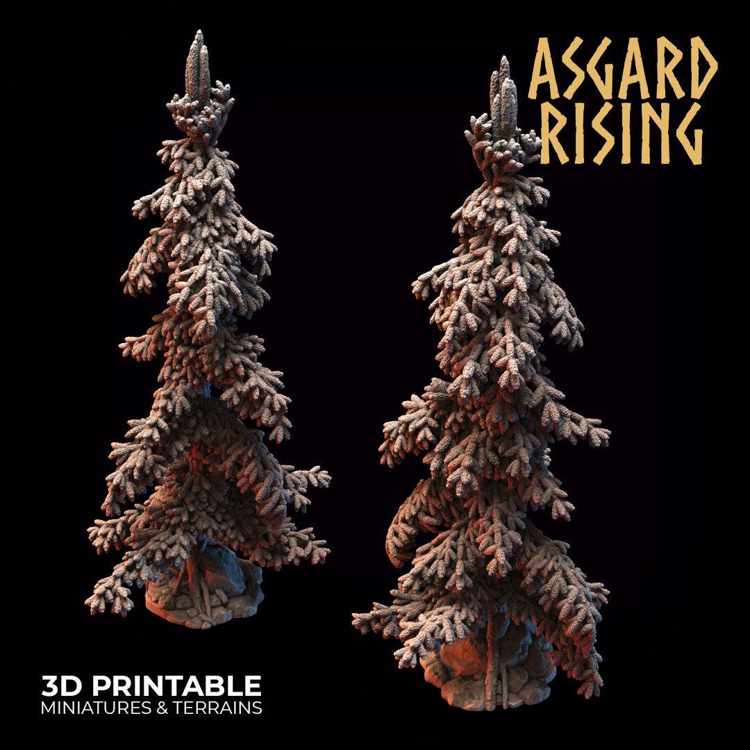 3D Printed Asgard Rising Conifers Spruce Modular Forest Tree Set 32mm D&D - 3D Printing Boss 