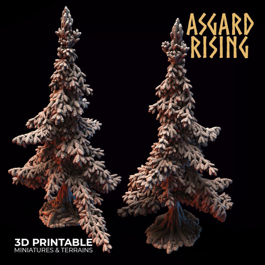 3D Printed Asgard Rising Conifers Spruce Modular Forest Tree Set 32mm D&D - 3D Printing Boss 