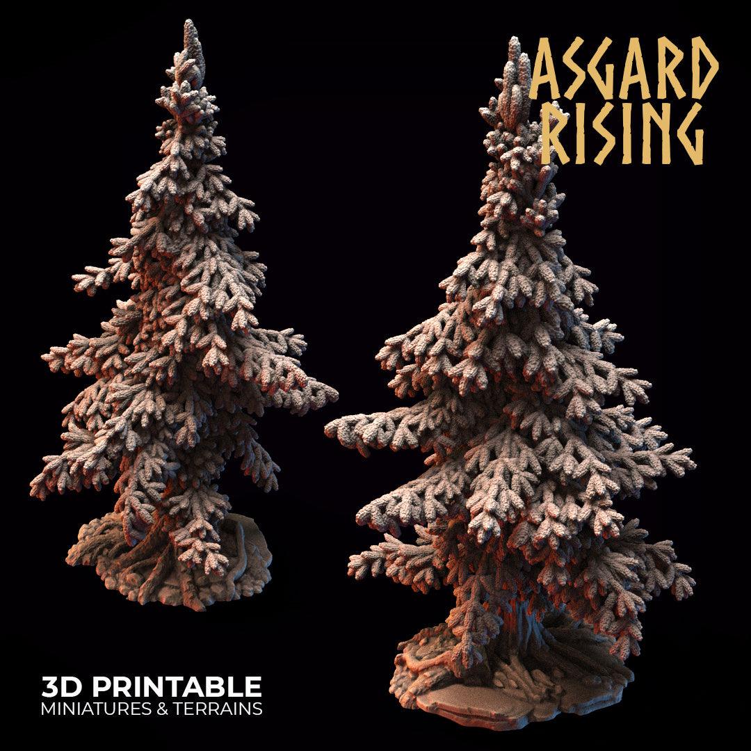 3D Printed Asgard Rising Conifers Spruce Modular Forest Tree Set 32mm D&D - 3D Printing Boss 