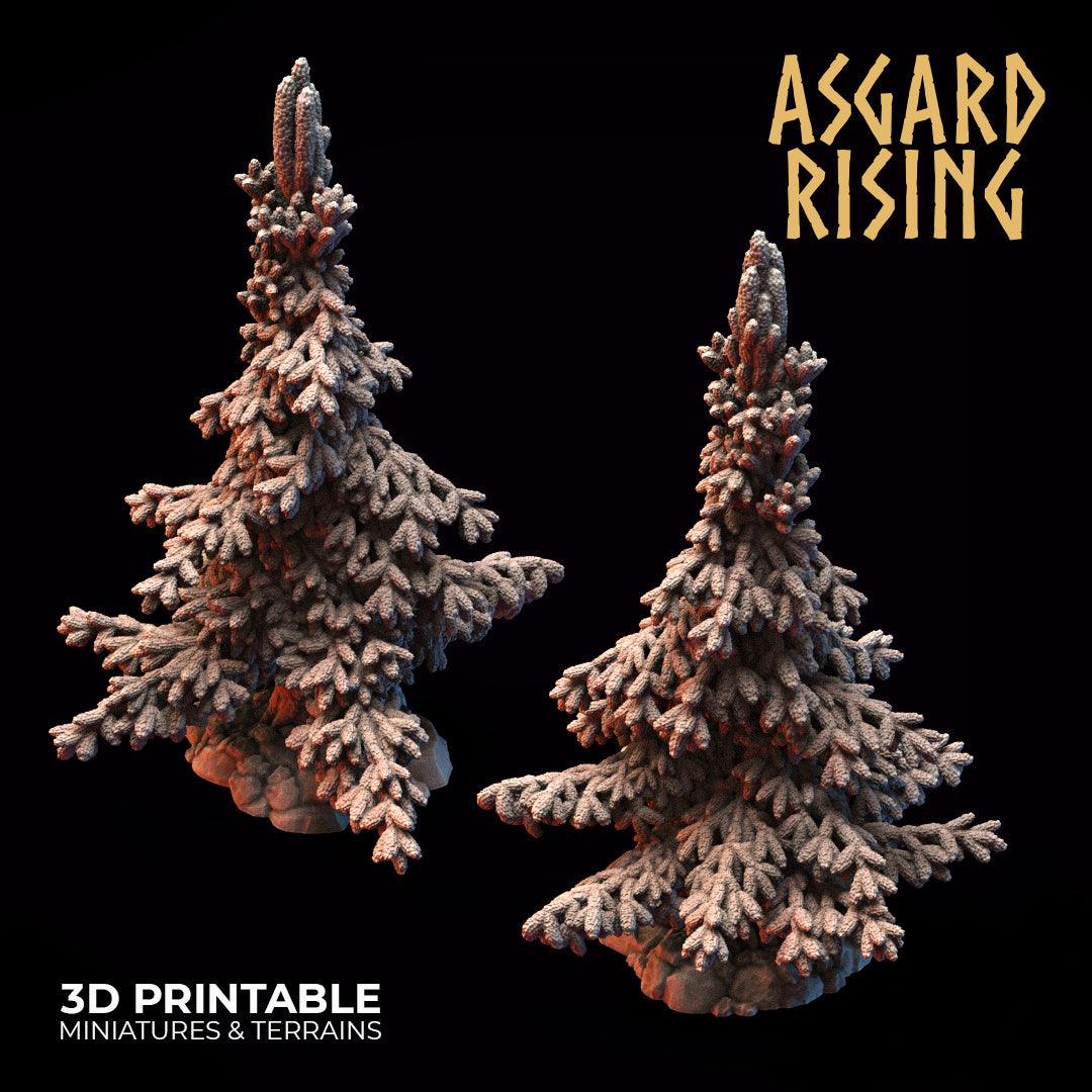 3D Printed Asgard Rising Conifers Spruce Modular Forest Tree Set 32mm D&D - 3D Printing Boss 