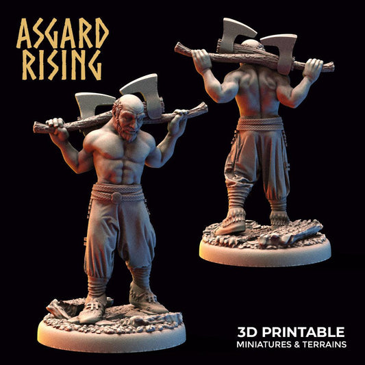 3D Printed Asgard Rising Double Ax Blacksmith 32mm Ragnarok D&D - 3D Printing Boss 