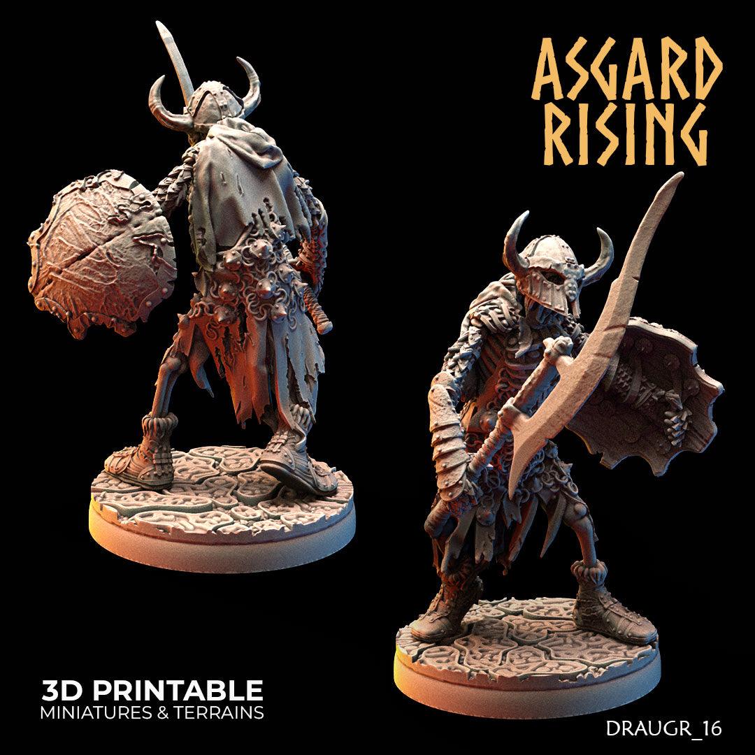 3D Printed Asgard Rising Draugr Barrow Guards Modular Set A 28 32 mm Wargaming DnD - 3D Printing Boss 