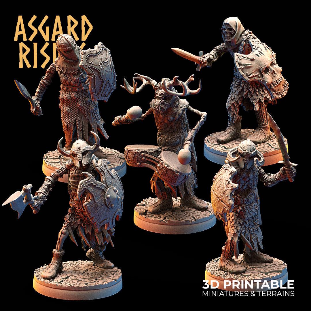 3D Printed Asgard Rising Draugr Barrow Guards Modular Set B 28 32 mm Wargaming DnD - 3D Printing Boss 