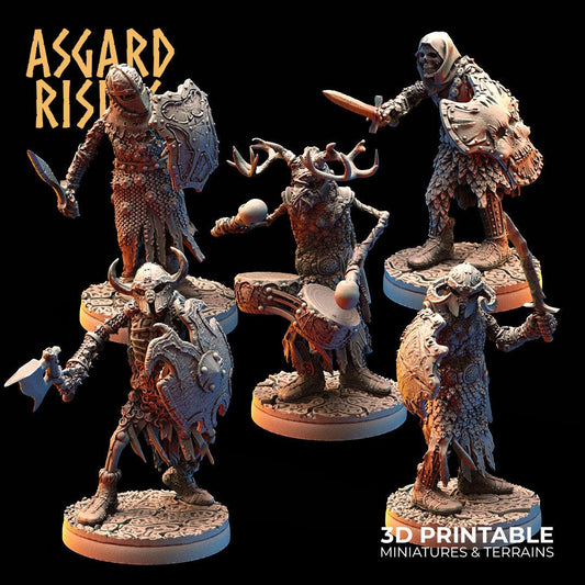 3D Printed Asgard Rising Draugr Barrow Guards Modular Set B 28 32 mm Wargaming DnD - 3D Printing Boss 