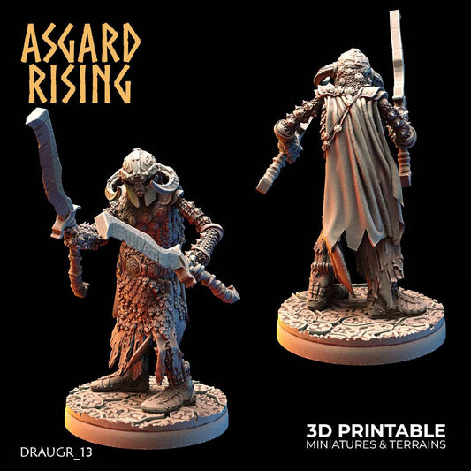 3D Printed Asgard Rising Draugr Barrow Guards Modular Set C 28 32 mm Wargaming DnD - 3D Printing Boss 