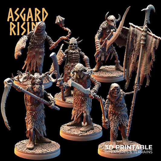 3D Printed Asgard Rising Draugr Barrow Guards Modular Set C 28 32 mm Wargaming DnD - 3D Printing Boss 