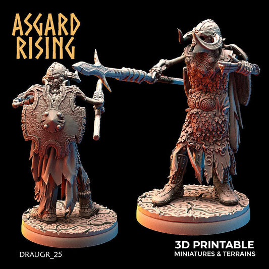 3D Printed Asgard Rising Draugr Phalanx Modular Set 28 32 mm Wargaming DnD - 3D Printing Boss 