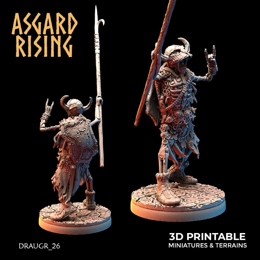 3D Printed Asgard Rising Draugr Phalanx Modular Set 28 32 mm Wargaming DnD - 3D Printing Boss 