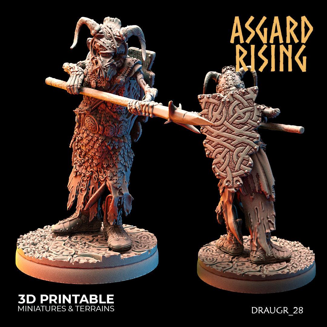 3D Printed Asgard Rising Draugr Phalanx Modular Set 28 32 mm Wargaming DnD - 3D Printing Boss 