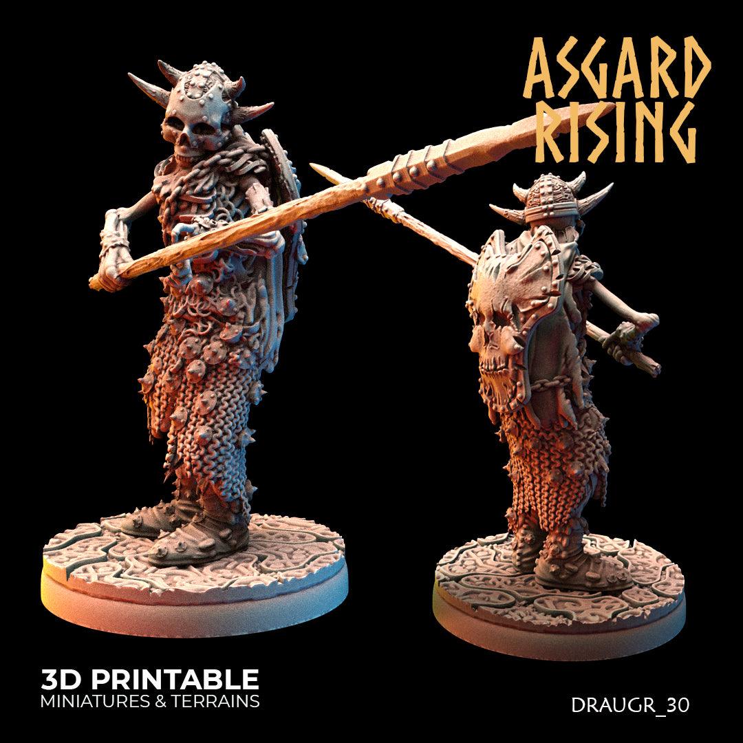 3D Printed Asgard Rising Draugr Phalanx Modular Set 28 32 mm Wargaming DnD - 3D Printing Boss 