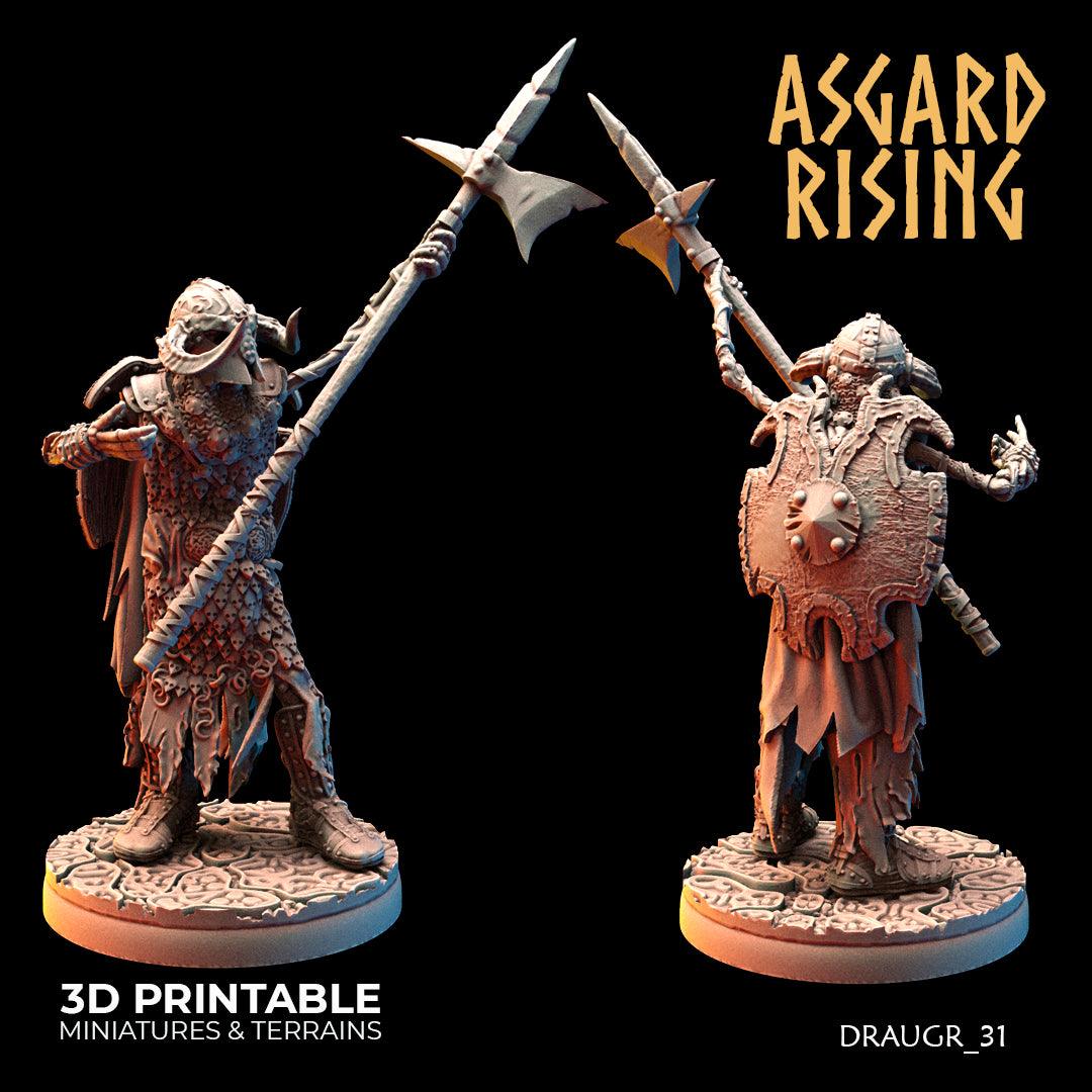 3D Printed Asgard Rising Draugr Phalanx Modular Set 28 32 mm Wargaming DnD - 3D Printing Boss 