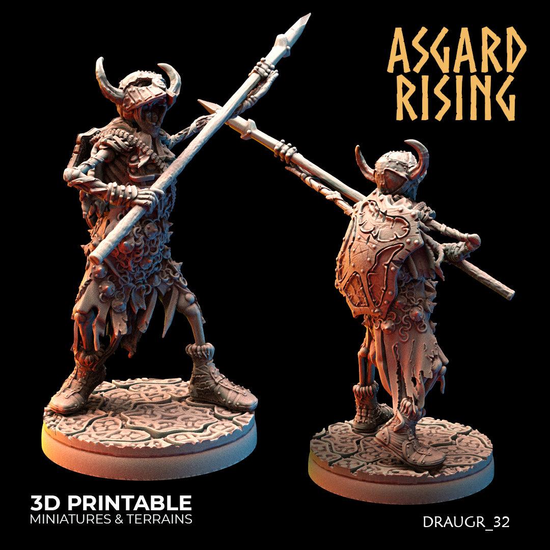 3D Printed Asgard Rising Draugr Phalanx Modular Set 28 32 mm Wargaming DnD - 3D Printing Boss 