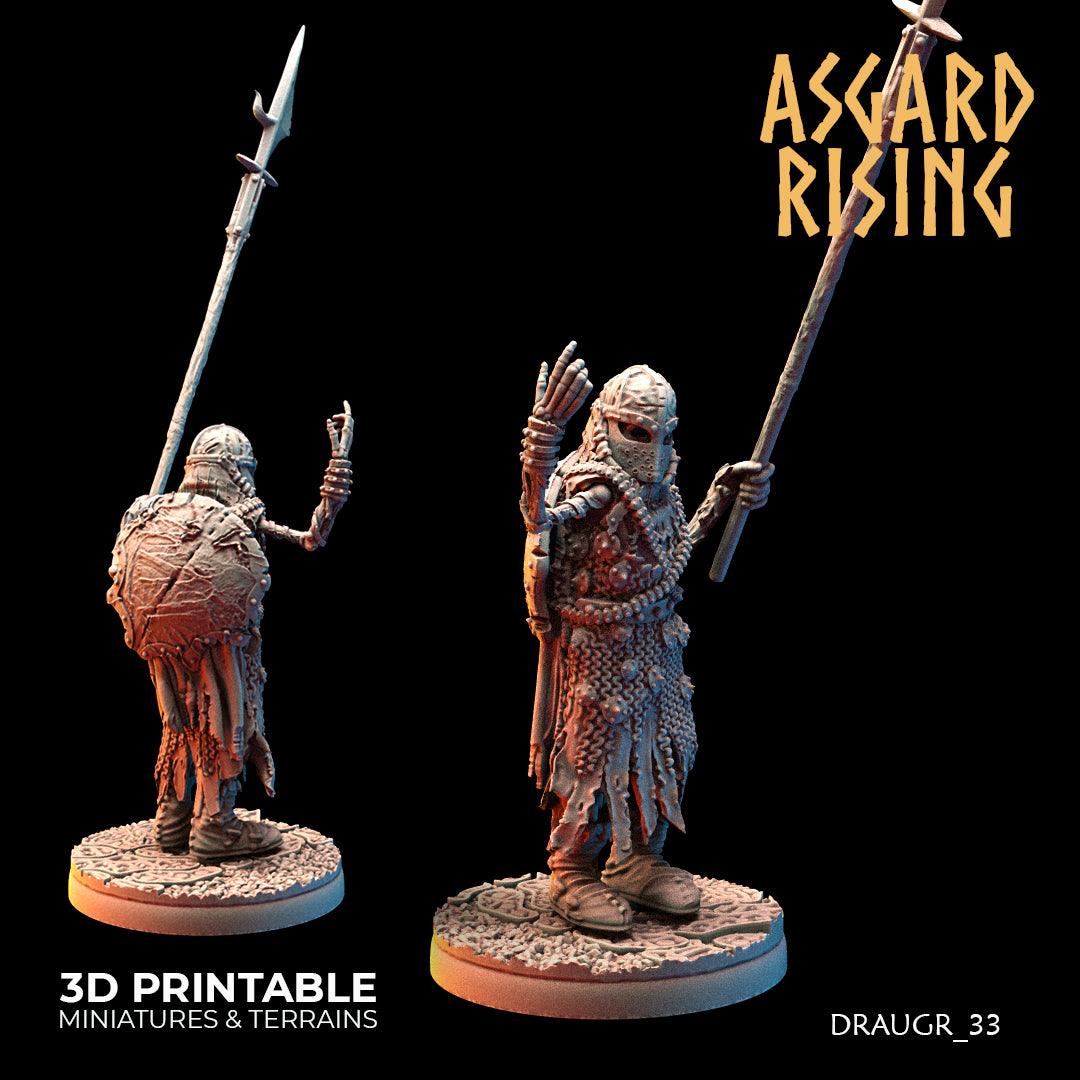 3D Printed Asgard Rising Draugr Phalanx Modular Set 28 32 mm Wargaming DnD - 3D Printing Boss 