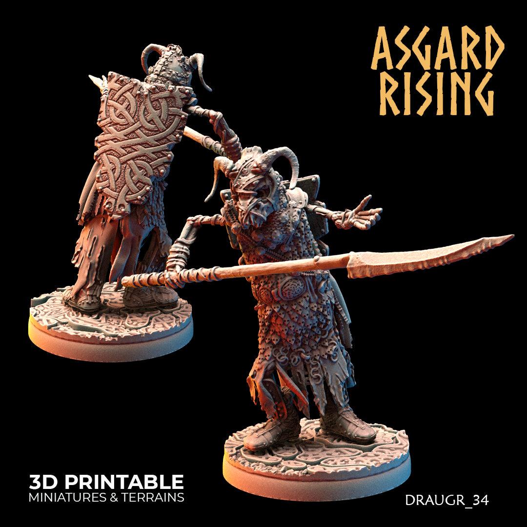 3D Printed Asgard Rising Draugr Phalanx Modular Set 28 32 mm Wargaming DnD - 3D Printing Boss 
