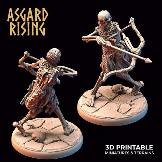3D Printed Asgard Rising Draugr - Undead Skeleton Archers Set 28mm - 32mm - 3D Printing Boss 