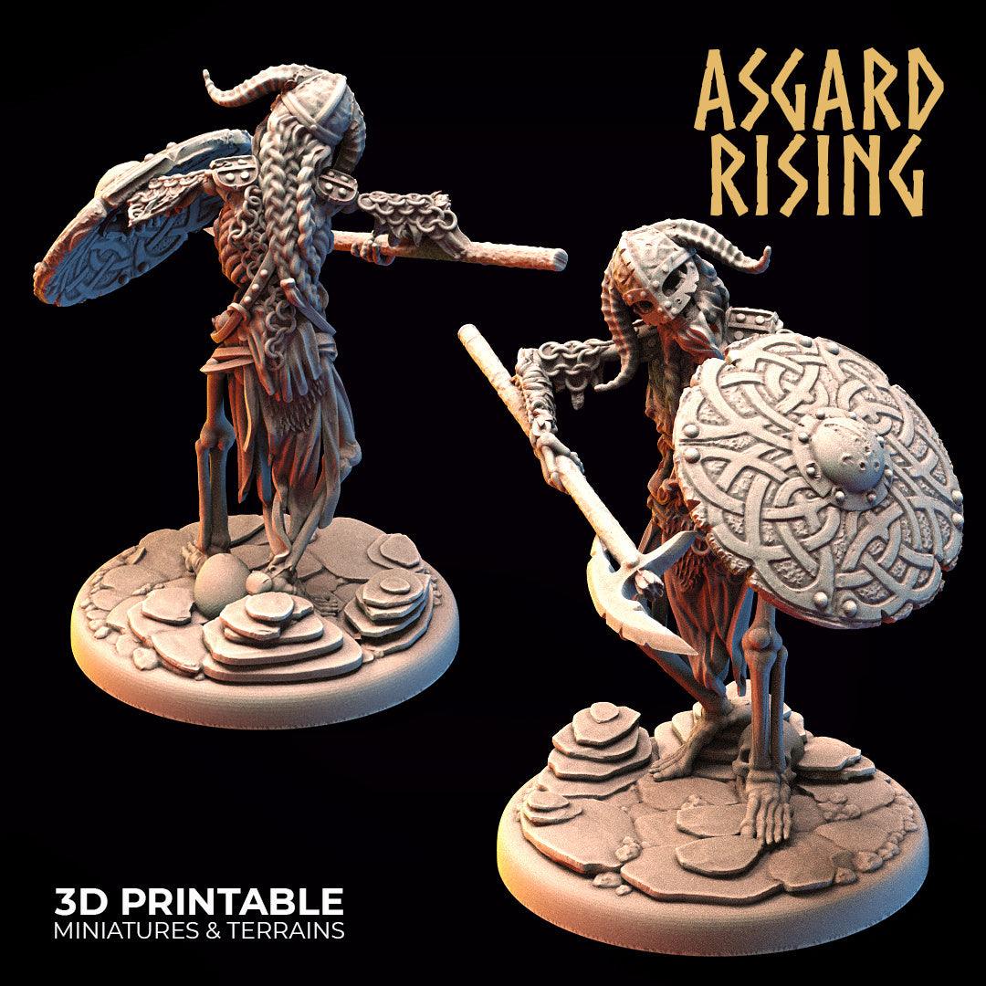 3D Printed Asgard Rising Draugr - Undead Skeleton Infantry Set 28mm - 32mm - 3D Printing Boss 