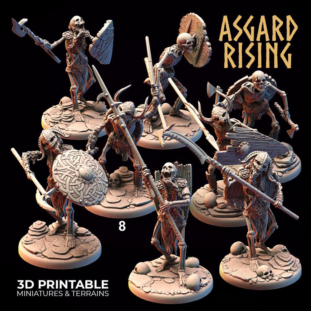 3D Printed Asgard Rising Draugr - Undead Skeleton Infantry Set 28mm - 32mm - 3D Printing Boss 