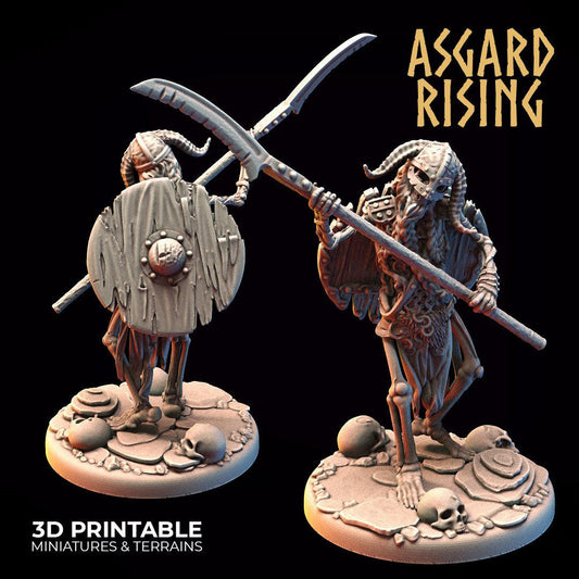 3D Printed Asgard Rising Draugr Undead Skeleton Warrior Infantry 28mm 32mm D&D - 3D Printing Boss 