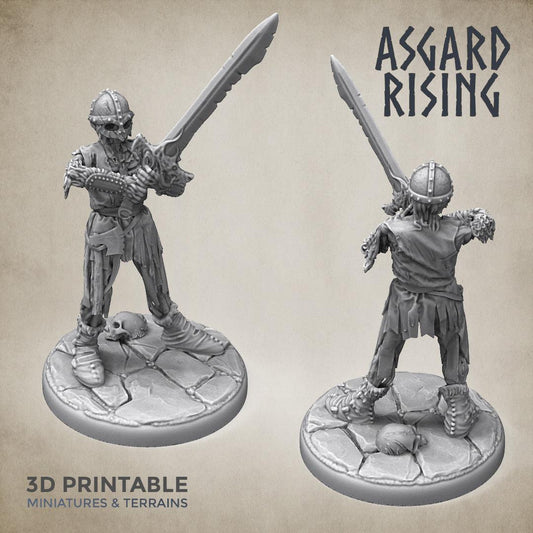3D Printed Asgard Rising Draugr Undead Skeleton Warrior Miniature  - 28mm 32mm D&D - 3D Printing Boss 