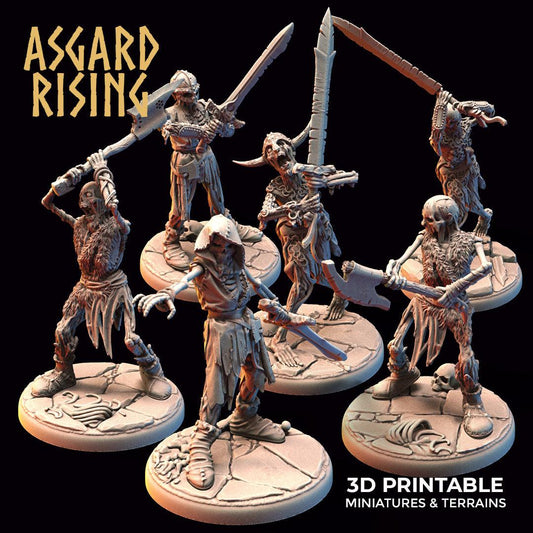 3D Printed Asgard Rising Draugr - Undead Skeleton Warriors Set 28mm - 32mm - 3D Printing Boss 