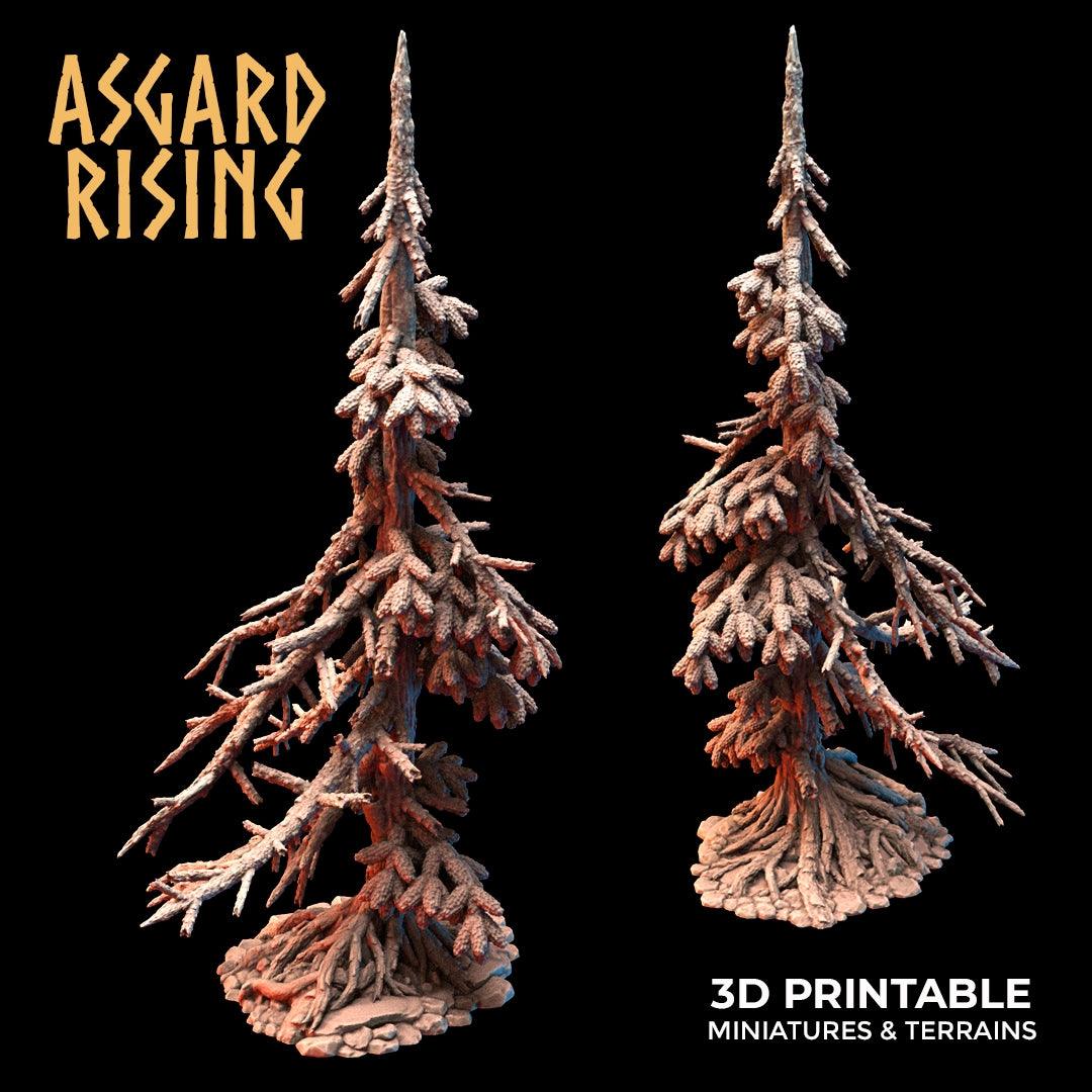 3D Printed Asgard Rising Dry Conifers Spruce Modular Forest Set 28mm 32mm D&D - 3D Printing Boss 