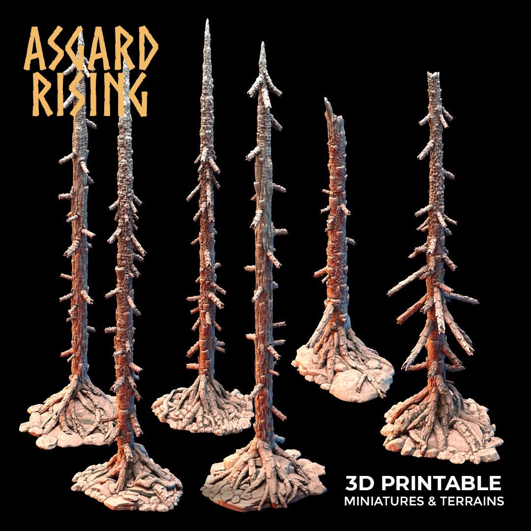 3D Printed Asgard Rising Dry Conifers Spruce Modular Forest Set 28mm 32mm D&D - 3D Printing Boss 
