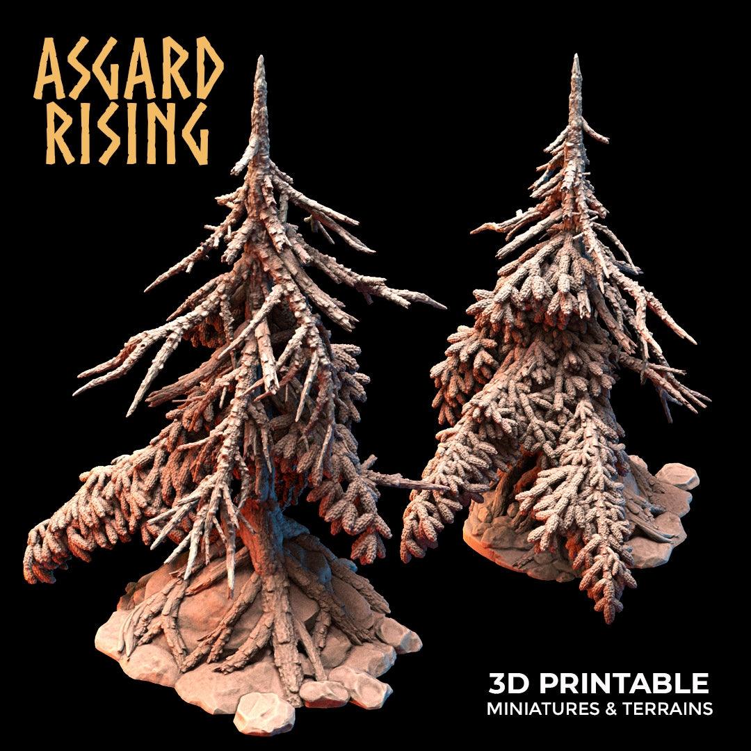 3D Printed Asgard Rising Dry Conifers Spruce Modular Forest Set 28mm 32mm D&D - 3D Printing Boss 