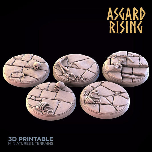 3D Printed Asgard Rising Dungeon Round Base Set 25 28 32 35mm D&D - 3D Printing Boss 