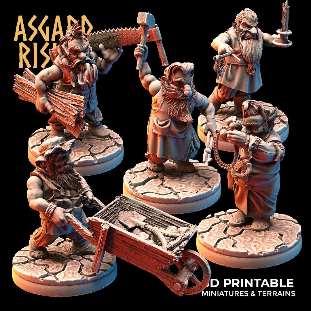 3D Printed Asgard Rising Dwarf Artisan Worker Set 28mm - 32mm - 3D Printing Boss 