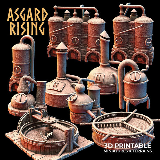 3D Printed Asgard Rising Dwarf Distillery and Brewery Set 28mm - 32mm - 3D Printing Boss 