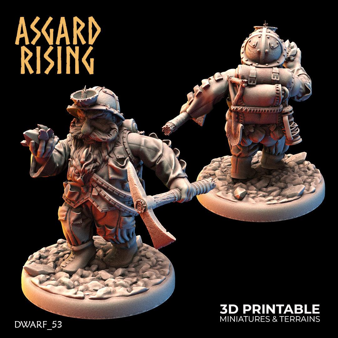 3D Printed Asgard Rising Dwarf Dwarven Miners Set 1 28mm - 32mm - 3D Printing Boss 