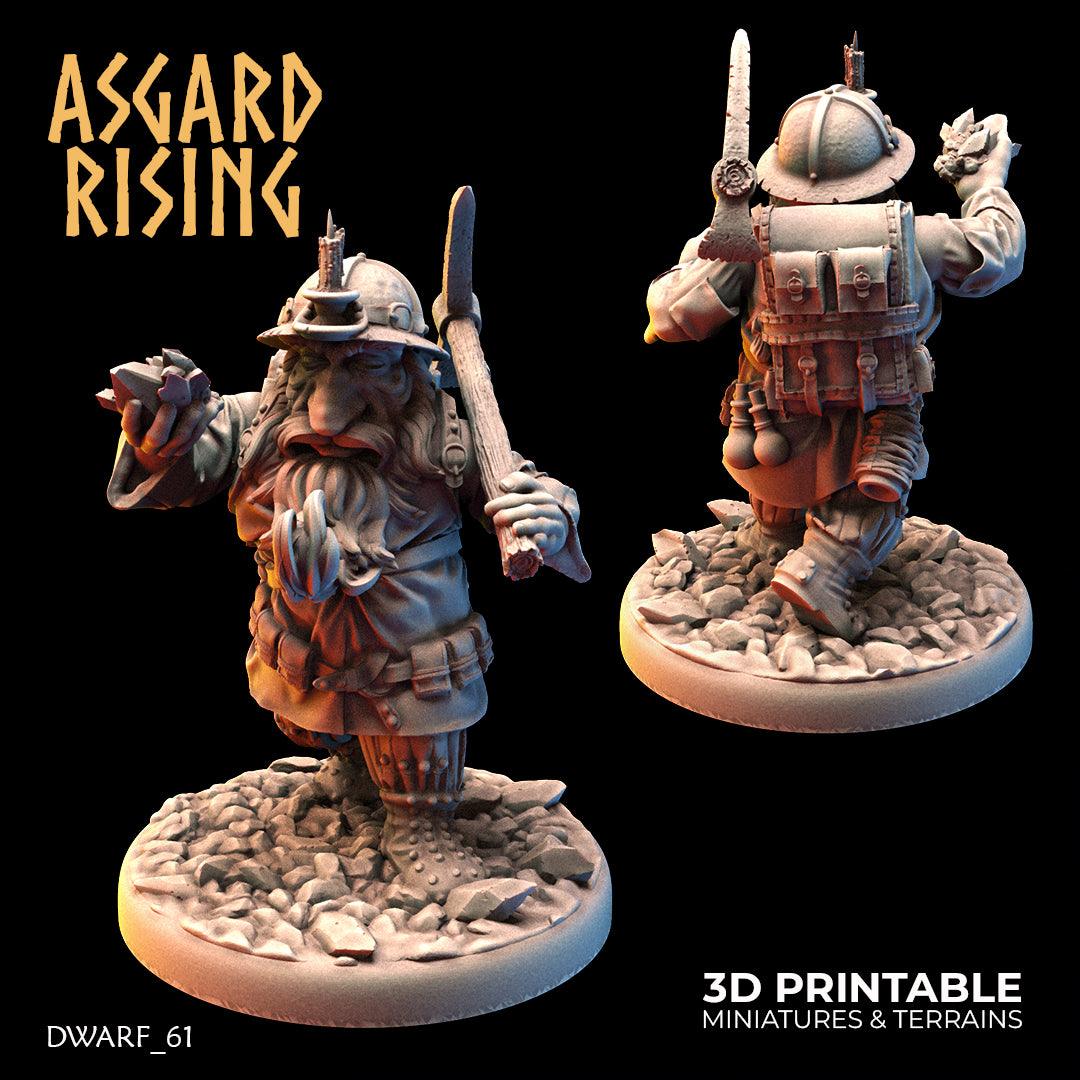 3D Printed Asgard Rising Dwarf Dwarven Miners Set 3 28mm - 32mm - 3D Printing Boss 