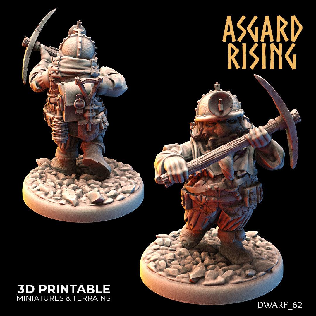 3D Printed Asgard Rising Dwarf Dwarven Miners Set 3 28mm - 32mm - 3D Printing Boss 