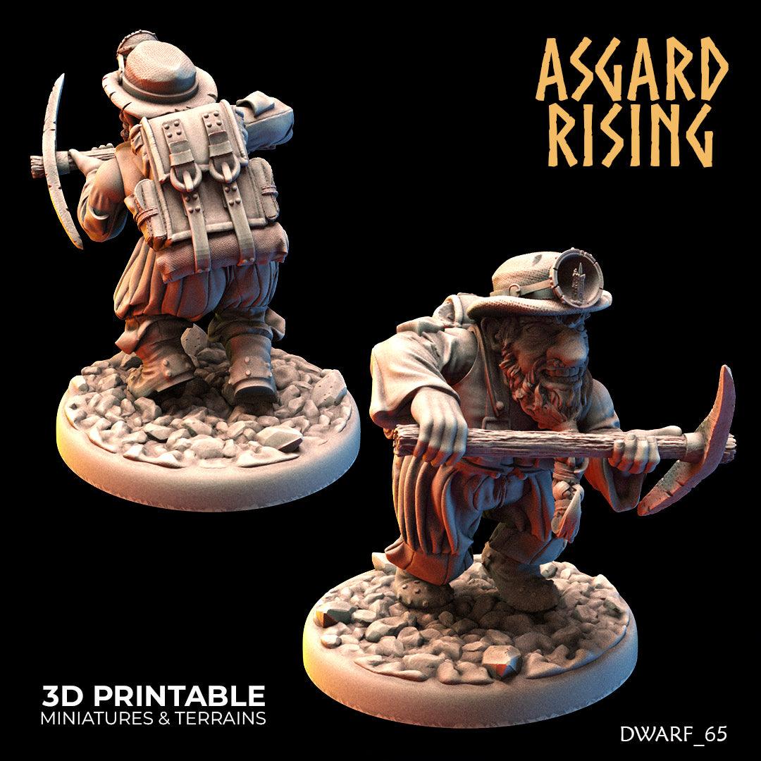 3D Printed Asgard Rising Dwarf Dwarven Miners Set 4 28mm - 32mm - 3D Printing Boss 