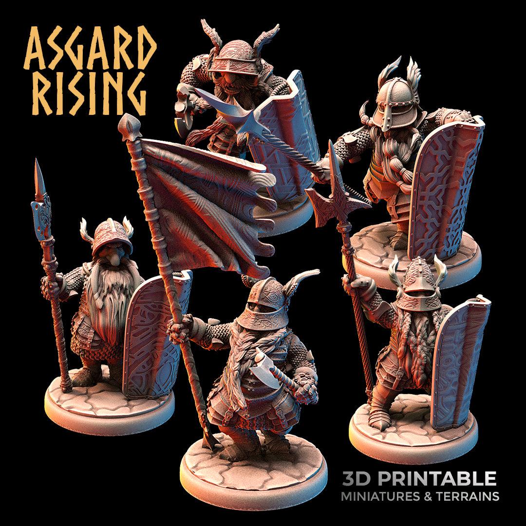 3D Printed Asgard Rising Dwarf Full Plate Shield and Banner Set 28mm - 32mm - 3D Printing Boss 
