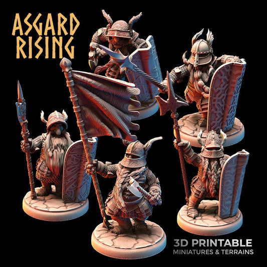 3D Printed Asgard Rising Dwarf Full Plate Shield and Banner Set 28mm - 32mm - 3D Printing Boss 