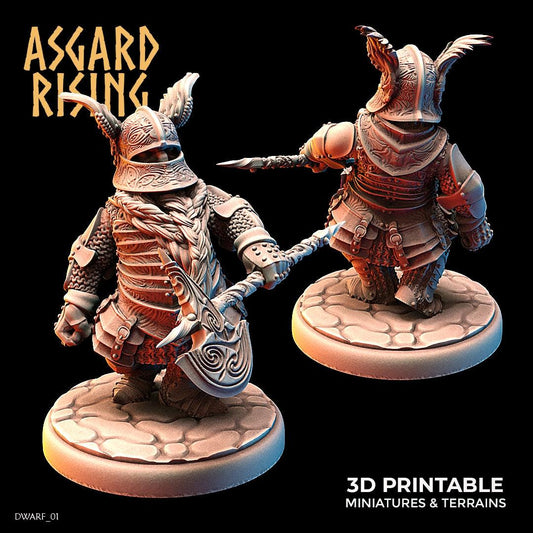 3D Printed Asgard Rising Dwarf Full Plate Warrior Warband Set 28mm - 32mm - 3D Printing Boss 