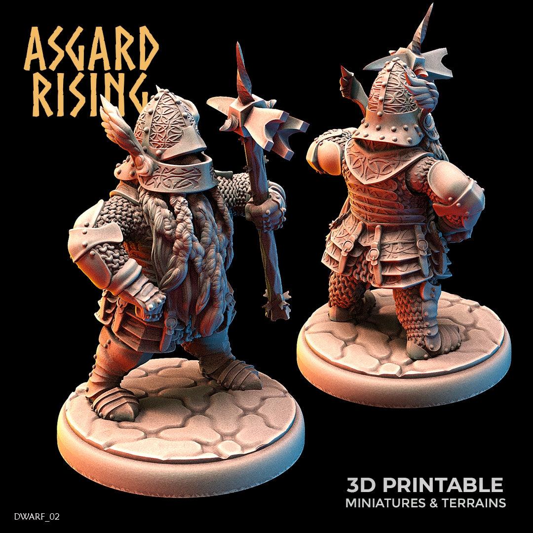 3D Printed Asgard Rising Dwarf Full Plate Warrior Warband Set 28mm - 32mm - 3D Printing Boss 
